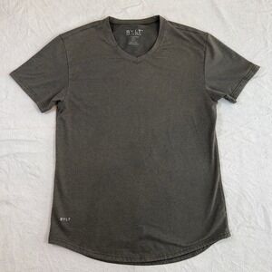 BYLT Premium Basics Signature V-Neck T-Shirt Olive Green Mens Size L‎